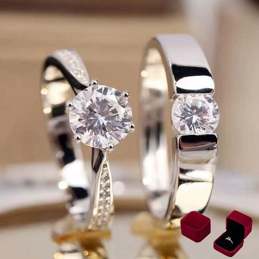 925 Silver Moissanite Engagement Ring for Women – Sparkling Fake Diamond Elegance™