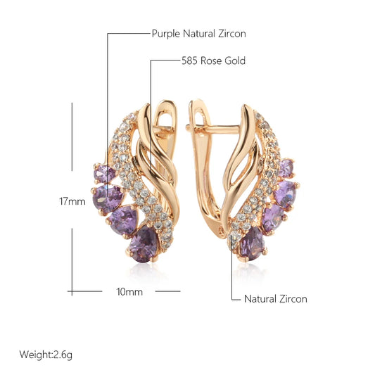 KINEL Luxury Purple Zircon Drop Earrings – 585 Rose Gold Plated Fashion Jewelry™