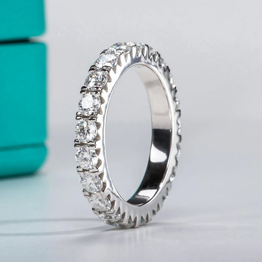 AnuJewel 925 Sterling Silver Moissanite Eternity Ring – Timeless Elegance & Sparkle™