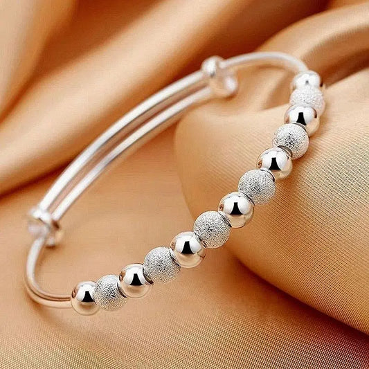 Luxury 925 Silver Charm Bracelet – Adjustable Beaded Bangle™