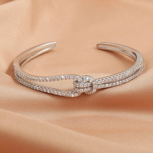 Yupsk Luxury Knotted CZ Open Bracelet – Unisex Silver/Gold Plated Jewelry™