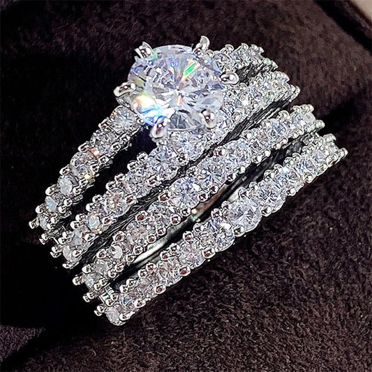 Huitan Luxury 2PCS Women's Ring Set - Hollow CZ Diamond Design™