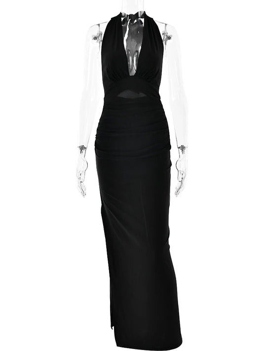 Elegant Satin Spaghetti Strap Bodycon Dress – Deep V Backless Evening Gown™