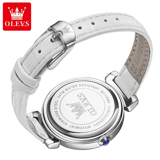 OLEVS Elegant Women's Diamond Watch – Waterproof Quartz with Leather Strap™
