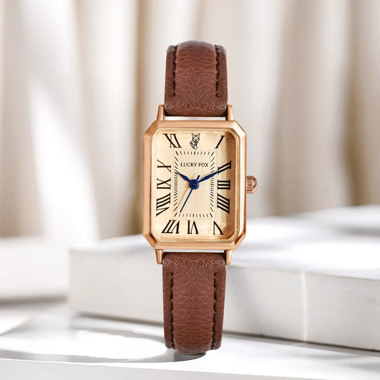 Retro Square Dial Women's Quartz Watch – Elegant Leather Strap Timepiece™