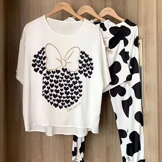 Elegant 3PCS Women's Pajama Set – Soft Cartoon Lounge & Sleepwear™