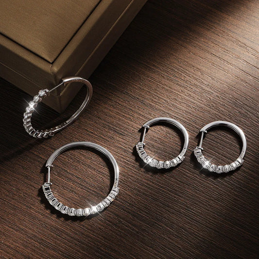 KNOBSPIN D VVS1 Moissanite Hoop Earrings – 925 Sterling Silver, 18K Gold Plated Luxury Jewelry™