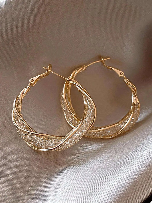 Elegant Gold Mesh Hoop Earrings for Women – Stylish Party Jewelry™