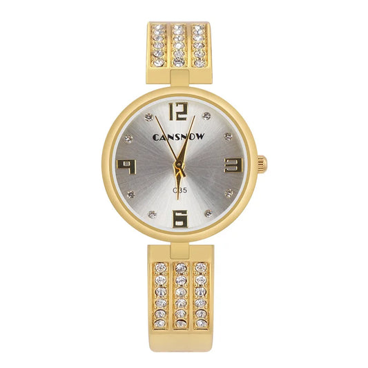 Luxury Rhinestone Women's Bracelet Watch – Gold Stainless Steel Fashion Bangle Wristwatch for Ladies™