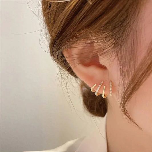 Korean Crystal Claw Stud Earrings | Geometric, Shiny & Elegant™