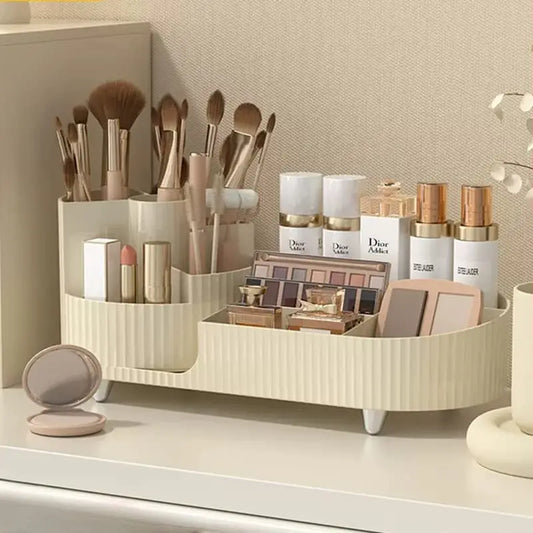 Large Capacity Rotating Makeup Organizer – Perfect for Vanity Decor & Desk Storage™