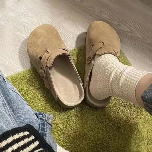 Crestar Fashion Clogs Slippers For Women Classic Suede Men Mules Cork Footbed Leather Potato Shoes With Arch Support Beach Slide