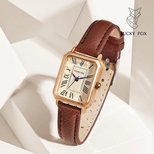 Retro Square Dial Women's Quartz Watch – Elegant Leather Strap Timepiece™