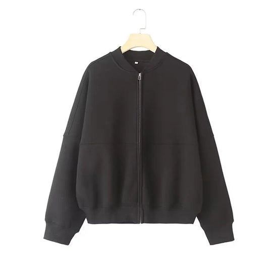 TRAFZA Women's 2-Piece Retro Bomber Tracksuit – Zip-Up Jacket & Velvet Pants™