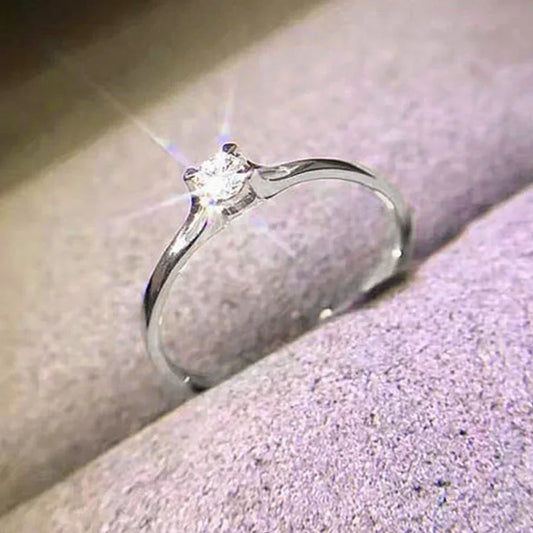 Minimalist 4MM Cubic Zirconia Women's Wedding Ring – Elegant & Timeless Engagement Band™