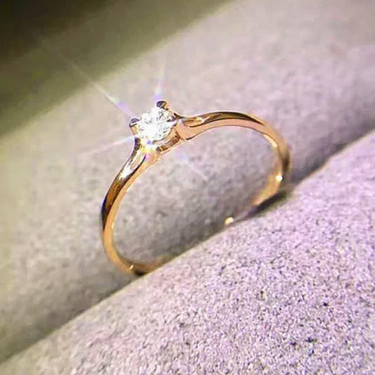 Minimalist 4MM Cubic Zirconia Women's Wedding Ring – Elegant & Timeless Engagement Band™