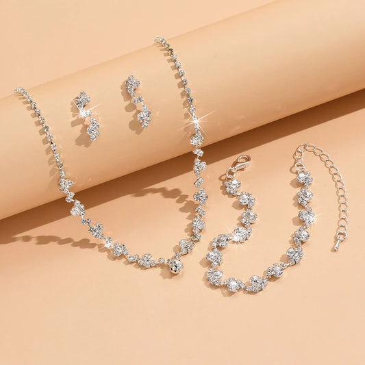 Elegant 4-Piece Floral Jewelry Set for Women – Necklace, Bracelet & Earrings™