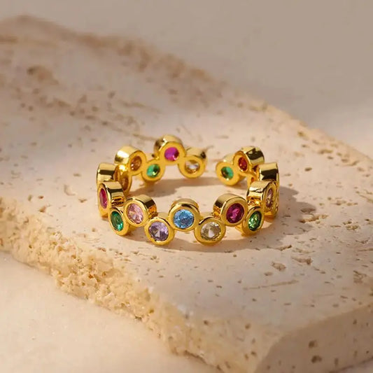 Pinky Zircon Ring – Stainless Steel Gold, Waterproof Y2K Wedding Jewelry™