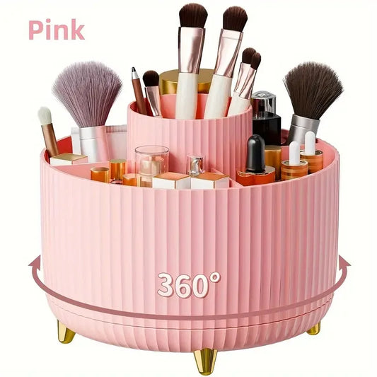 360° Rotating Makeup Brush Holder – 5-Slot Cosmetic Organizer for Vanity & Desk™
