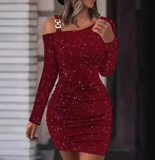 Luxury Glitter Slim-Fit Mini Dress – Elegant & Chic Party Wear™