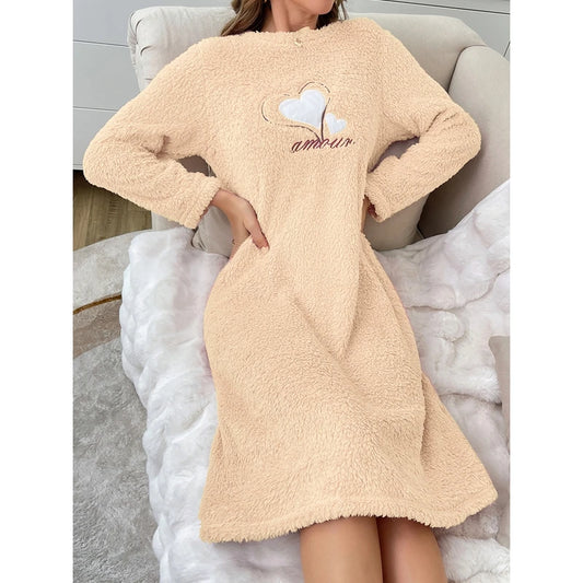 SUKAE Cozy Bear Nightgown – Women's Thermal Flannel Sleepwear for Winter™