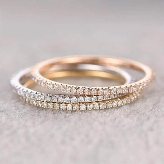 Dainty Stackable CZ Eternity Ring – Minimalist Gold-Plated Pave Band™