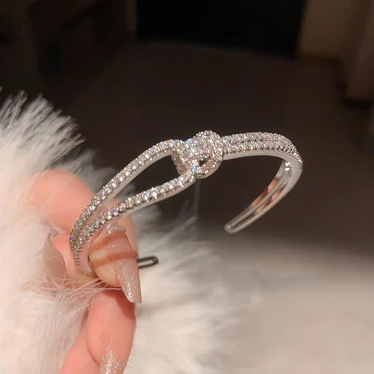 Yupsk Luxury Knotted CZ Open Bracelet – Unisex Silver/Gold Plated Jewelry™