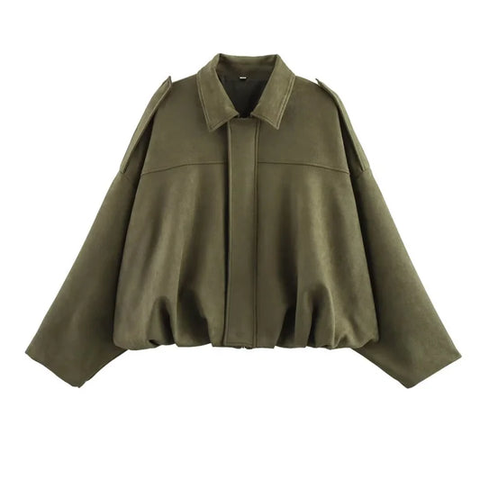 ETJ 2025 Suede-Look Women's Bomber Jacket – Chic Loose Lapel Spring Style™