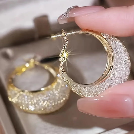 Luxury Rhinestone Mesh Hoop Earrings – Elegant Party Jewelry™