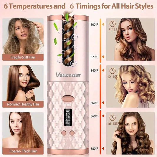 Cordless Automatic Hair Curler – Portable, Wireless Styling Tool for Effortless Curls & Waves™