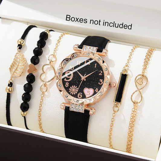 6PCS Women's Luxury Watch Set – Leather Analog Quartz Wristwatch with Fashion Bracelet Accessories™