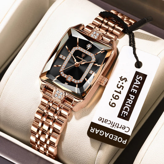 POEDAGAR Elegant Women's Waterproof Quartz Watch – Stainless Steel & Date Display™