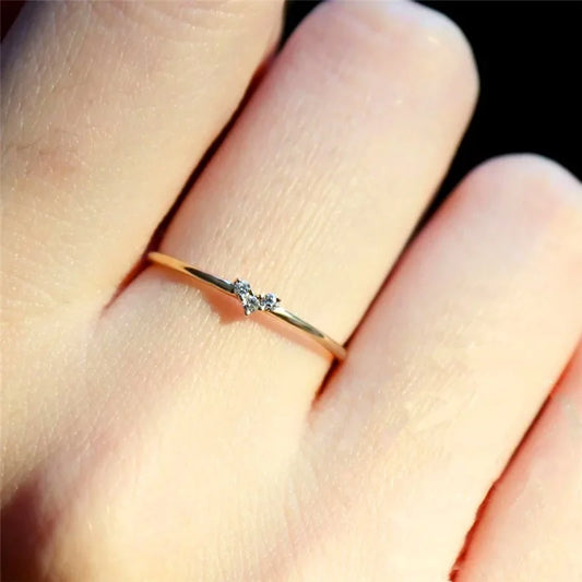ZHOUYANG Dainty Heart Ring – Minimalist Gold CZ Knuckle Jewelry™