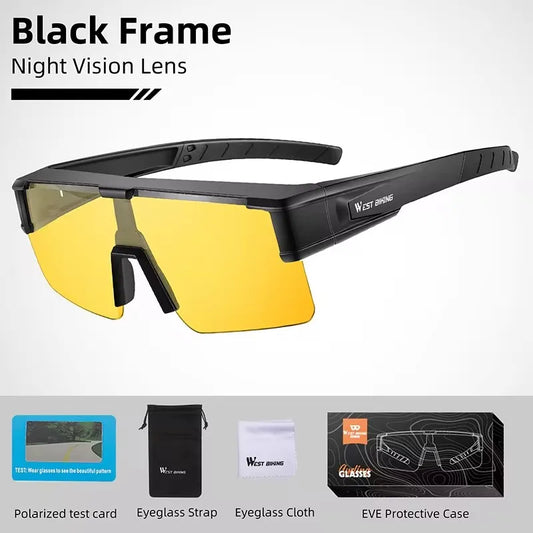 WEST BIKING Polarized Cycling Sunglasses – Photochromic Large Frame Fit Over Myopic Goggles™