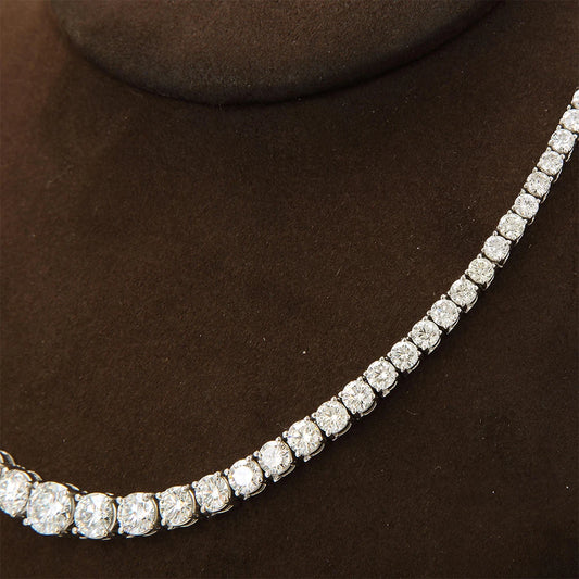 Gradient Moissanite Tennis Necklace – 925 Sterling Silver, 3-5mm Certified Stones™