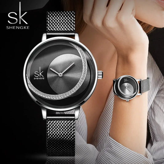 Shengke SK Luxury Women’s Quartz Wristwatch – Elegant & Creative Thin Design for Ladies™