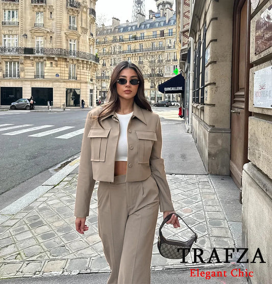 TRAFZA Women's Blazer Suit – Elegant & Lightweight Business Attire™