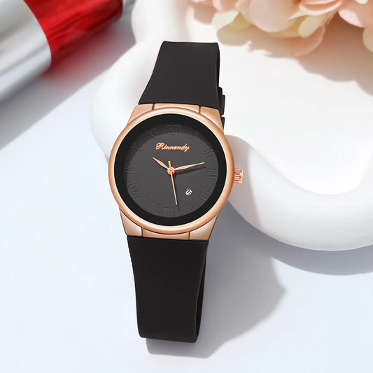 Elegant Women's Quartz Watch – Premium Silicone Strap with Date Display™
