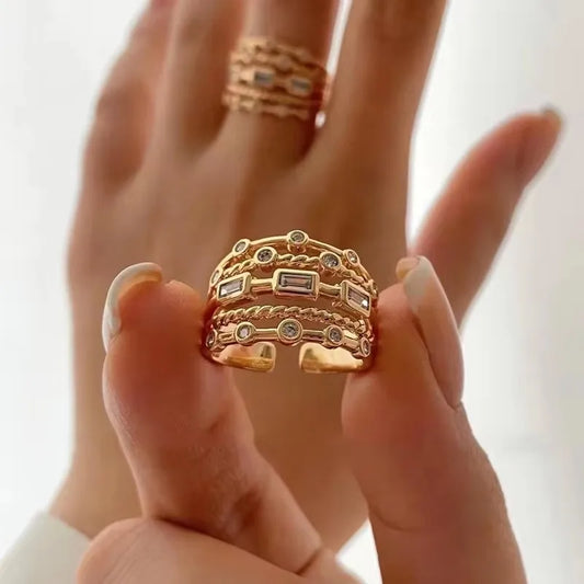 Sun-Kissed Elegance: 18K Gold Plated Ring with Natural Stone™