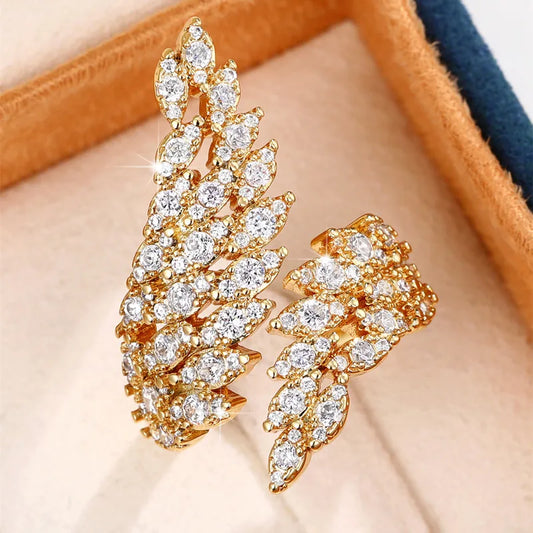 Huitan Luxury Wings Ring – Adjustable Silver CZ Crystal Jewelry™