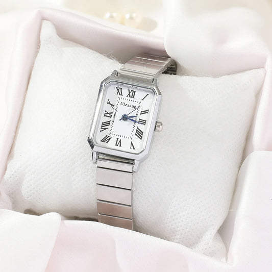Elegant Women's Quartz Watch – Roman Dial & Steel Strap™