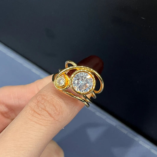 Huitan Luxury Wide Gold Cross Ring – Elegant Fashion Jewelry™