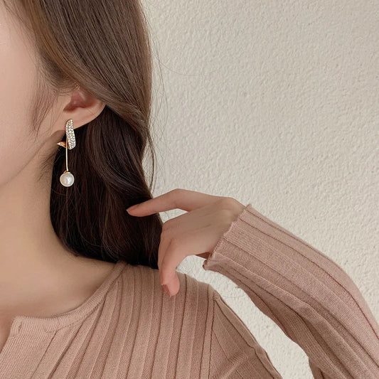 Classic Pearl Tassel Drop Earrings – Elegant Crystal Dangle Wedding Jewelry for Women™