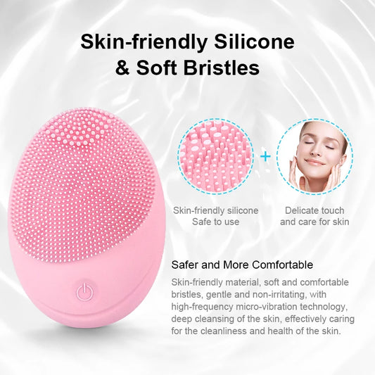 Sonic Vibration Facial Cleansing Brush - Silicone Deep Pore Cleaner™