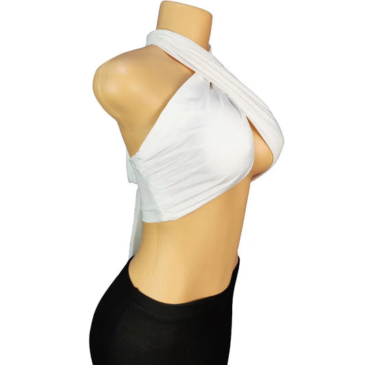 Elegant Criss-Cross Bandage Crop Top – Off-Shoulder Clubwear™