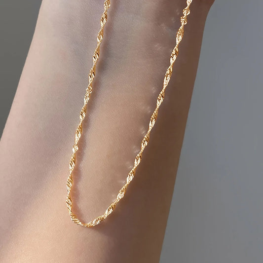 Elegant Gold-Plated Clavicle Necklace – Thin Stainless Steel Chain for Women™