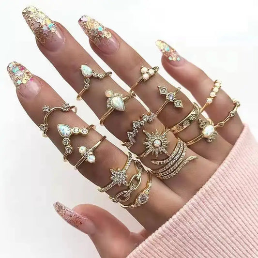 Vintage Korean Pearl Rings Set – Butterfly & Heart Design for Women™