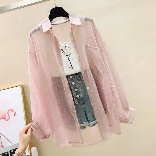 Women’s Sheer Chiffon Summer Blouse – Lightweight Sunscreen Loose Cardigan™