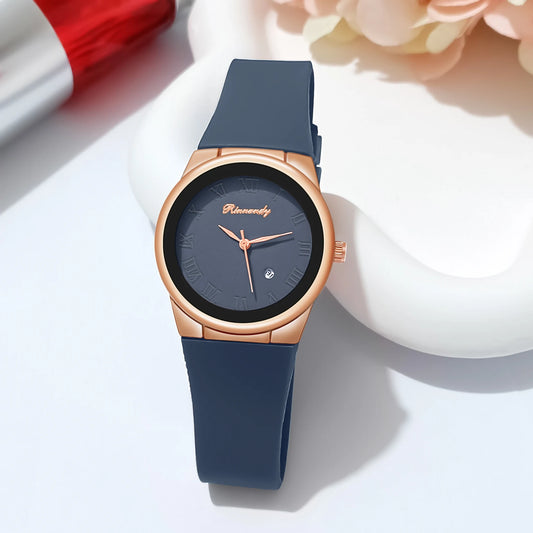 Elegant Women's Quartz Watch – Premium Silicone Strap with Date Display™