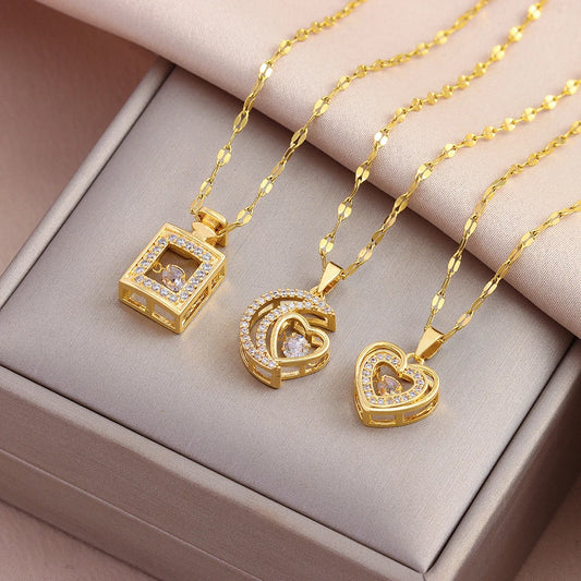 Sweet & Sexy Beating Heart Pendant Necklace – Luxury Stainless Steel Clavicle Chain for Women™